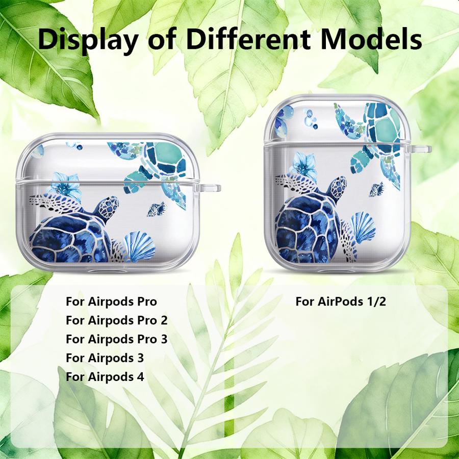 Clear Earphone Cases Cover Case For Airpods 4 3 Pro2 Pro3 2 Pro 1 Marine Turtles