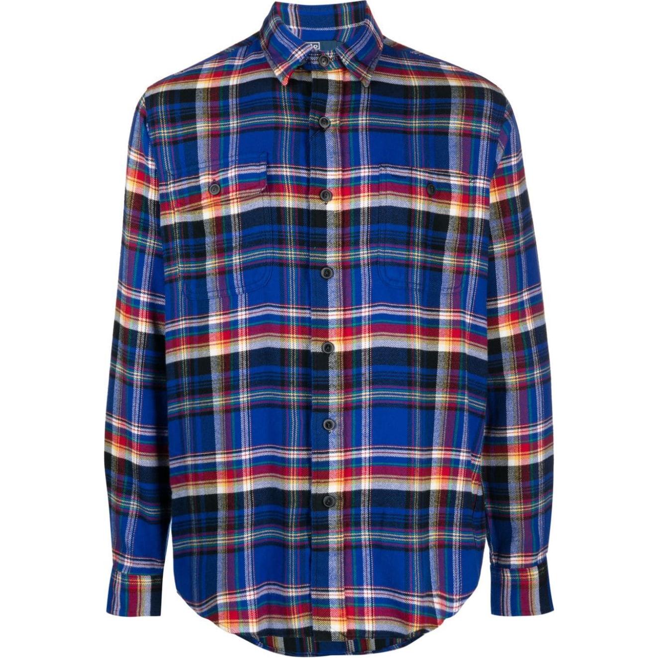 

Polo Ralph Lauren клетчатый воротник поло однобортная рубашка с длинным рукавом и закругленным подолом мужские рубашки синий 710918882-001 S