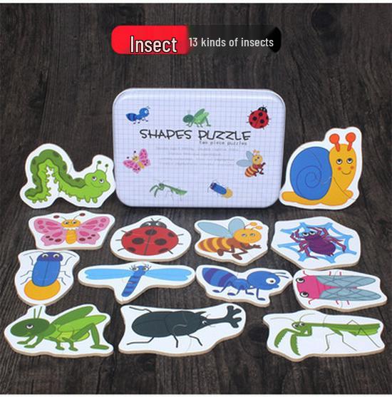 123 Half-Year-Old Baby Educational Puzzle Iron Box Set: Two-in-One Matching Transport Cars & Cognitive Wooden Puzzle Board