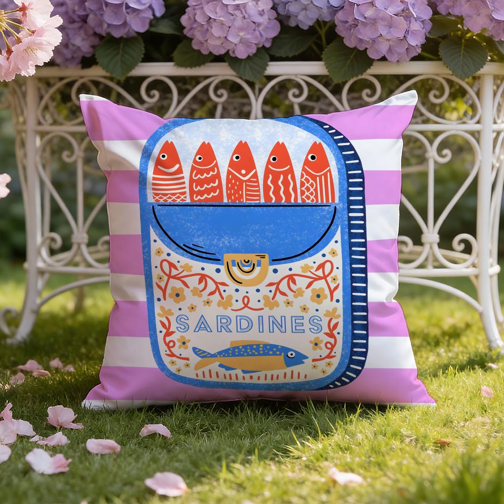 Cartoon S-Sardine C-Can cute Cushion Cover Home & Car Dual-Scene Pillow Cover: Reversible for Premium Comfort
