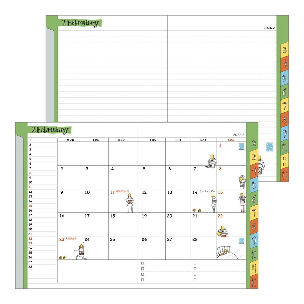 Midori Pocket Diary, 2026 A6 Monthly, Limited Edition, with Bookmark, Old Man Design, 22370006 (Starts January 2026)