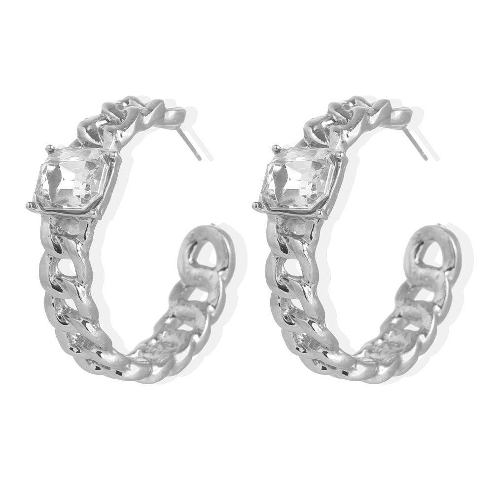 2024 Simple and Creative Retro Exaggerated Hollow Chain C-shaped Earrings Female Personality Geometric Girl Earrings