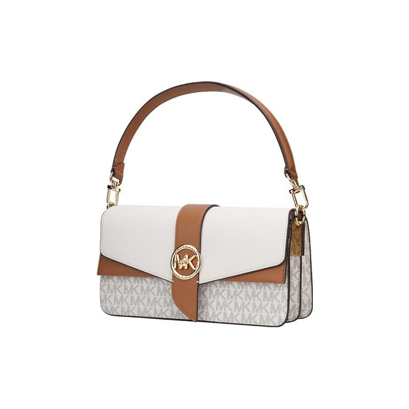New MICHAEL KORS Greenwich Portable Crossbody Bag, Shoulder Bag Women's Vanilla White Brown Multicolor 30H1GGRL8V-VANILLA-ACRN