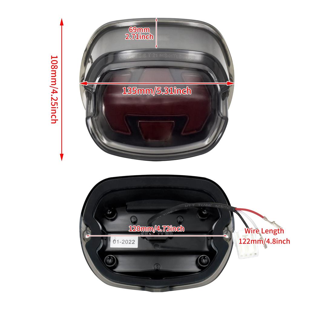 HDBUBALUS Motorcycle Tail Light, Brake Tail Light, Multi-Function Brake Light and Running Light for Harley FXDL, FXST, FLHT, and FLST, Black