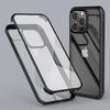 For iPhone 15 Pro Protective Slim Case Double-Sided Tempered Glass+Silicone Frame Phone Case