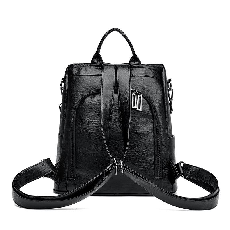 Korean version of the trend backpack women's new versatile soft leather large-capacity women's bag casual anti-theft travel backpack