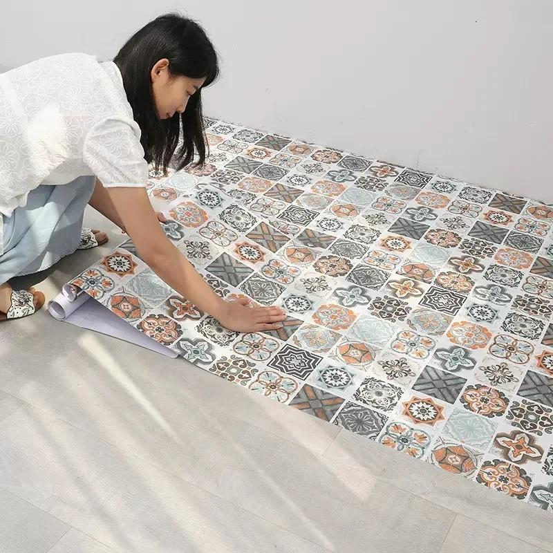 40cm Self-adhesive Wallpaper European Style Waterproof Wall Stickers Bathroom Home Decoration 3D Kitchen Oil-proof PVC
