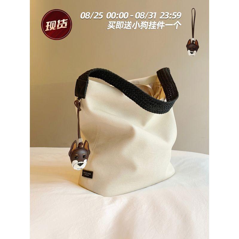 

South Style Chio2nd Pure White Mountain Moon Big Bag Women s Summer Soft Cotton Leather (Non-Canvas) Casual Shoulder Tote Bag Image color