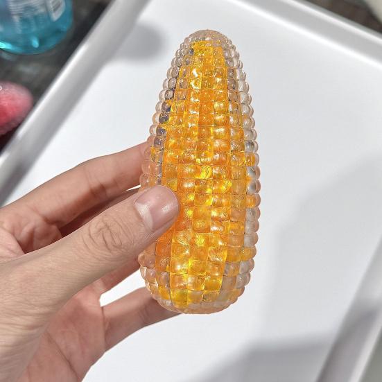 2Pcs Fake Corn Squeeze Toy Anxiety Stress Relief Transparent Corn Pinch Sensory Toy Teens Adults Soft TPR Calming Vegetable Fidget Toy