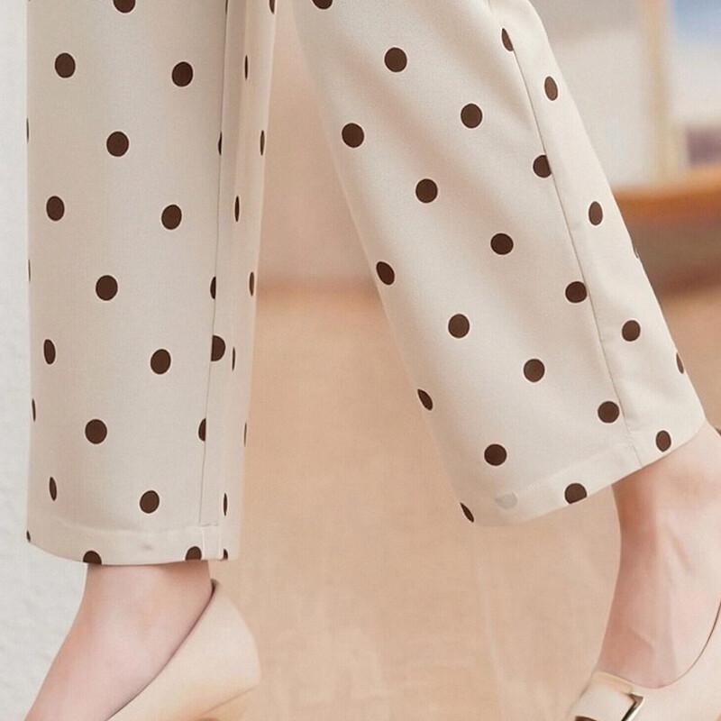 Women's Summer Polka Dot Straight Leg Casual Pants