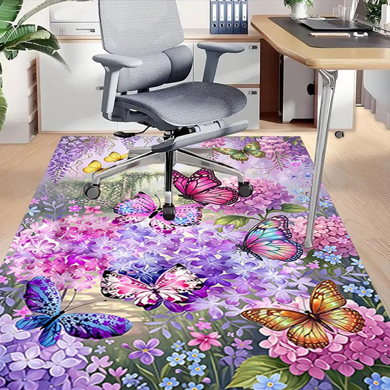 1PC Butterflies Flowers Non-Slip Floor carpet, Office, family, bedroom, Studio - Large Area Rug, Vibrant Colors, Longlasting Material-X442