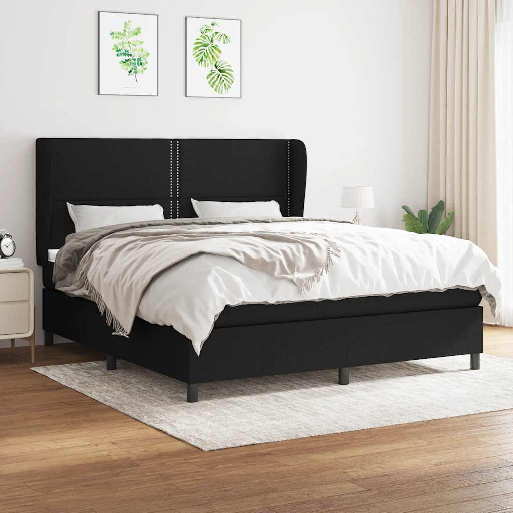 Box Spring Bed with Mattress Black 180 x 200 cm Fabric