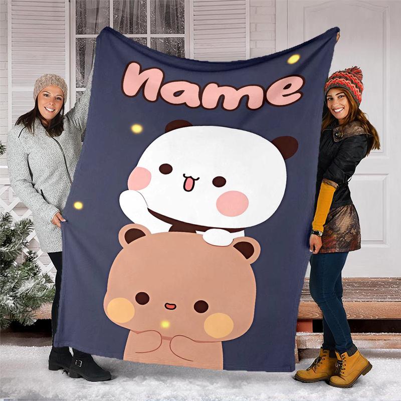 Personalized Custom Name Blanket - Bubu and Dudu Print Design,Blanket for Sofa,Bed,Travel,Camping - Soft and Warm, Great Gift