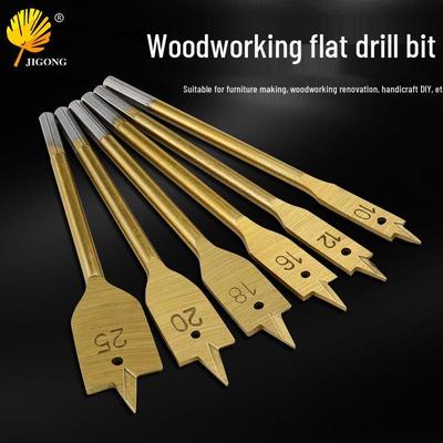 Titanium-Plated 6-Piece Woodworking Flat Drill Bit Set