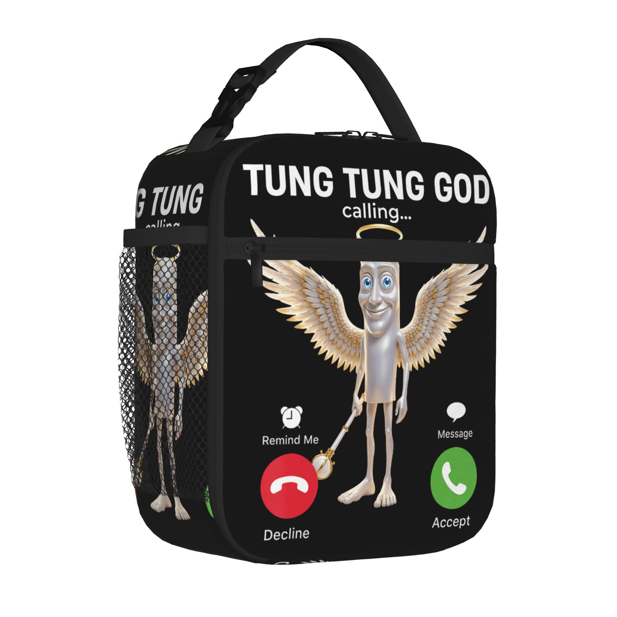 Insulated Lunch Tote Bag Angel Tung God Sahur 2026 Brainrot Trendy Meme Phone Calling Thermal Cooler Lunch Food Box Portable One Size