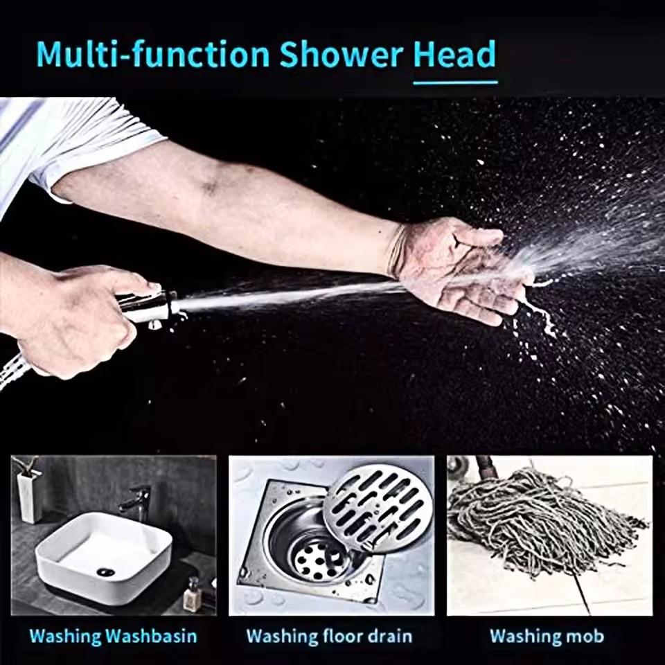 New High Pressure 3 Modes Adjustable Shower Head One Key Stop Water Saving Sprayer Rainfall Bath Showerhead Bathroom Accessories