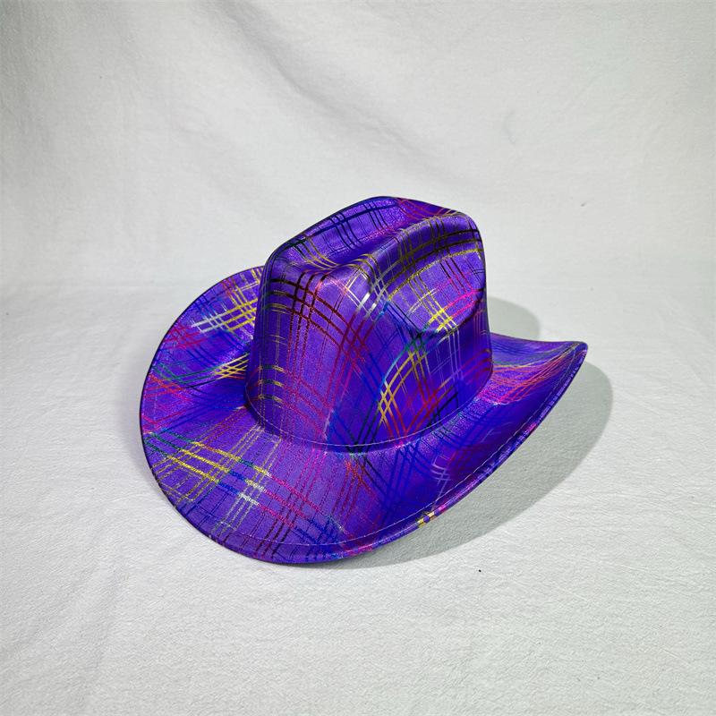 Colorful Western Cowboy Hat One-Word Hat Top Festival Party Party Jazz Hat Felt Top Hat