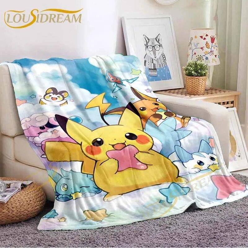 

Мягкое одеяло с изображением монстра, фланелевое мультяшное милое одеяло с изображением монстра P-Pikachu, одеяла для спальни, дивана, детские одеяла, домашний декор 125x150cm