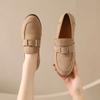 Neue Schuhe mit runder Spitze für Damen, lässig, im britischen Stil, Retro, aus weichem Leder, für den täglichen Gebrauch, schlicht, mit Schnalle, flache Schuhe, Zapatos De Mujer