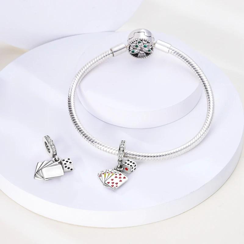 Charm Bead Charms Copper Creative Poker Card Dice Bead Charms Compatible With Charm Bead Charms Plata Authentic Bracelets Bead Charms Women Jewellery