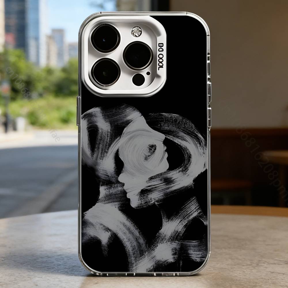 

Artistic Line Embrace Hard Phone Case for IPhone 16 15 14 13 12 11 Pro Max Plus16E X XR XS Max shockproof Full Cover iPhone13PRO