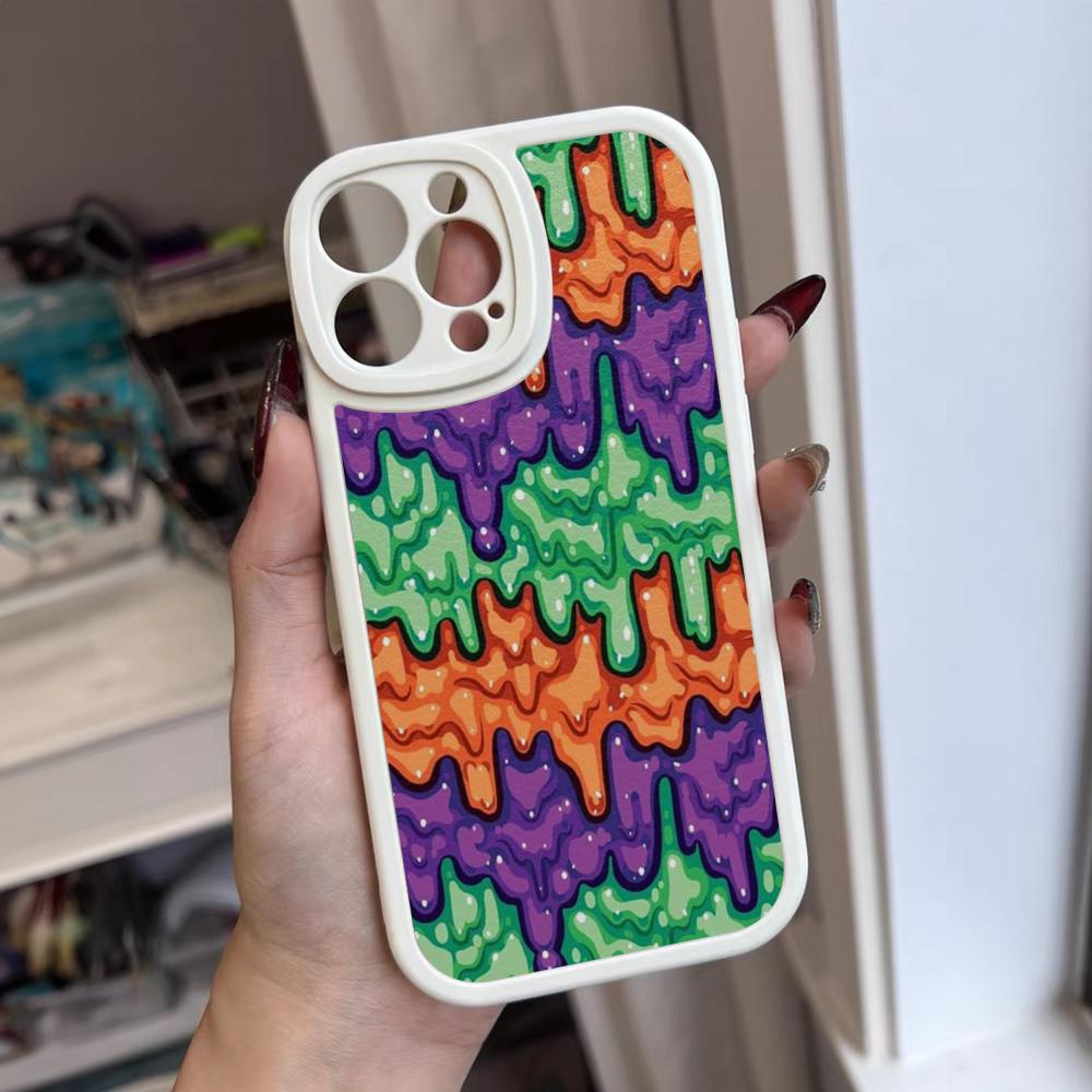 Slime Pattern Phone Case For Iphone 16 15 14 12 13 Pro Max 11 Mini Xs Puls Lambskin Silicone Cover