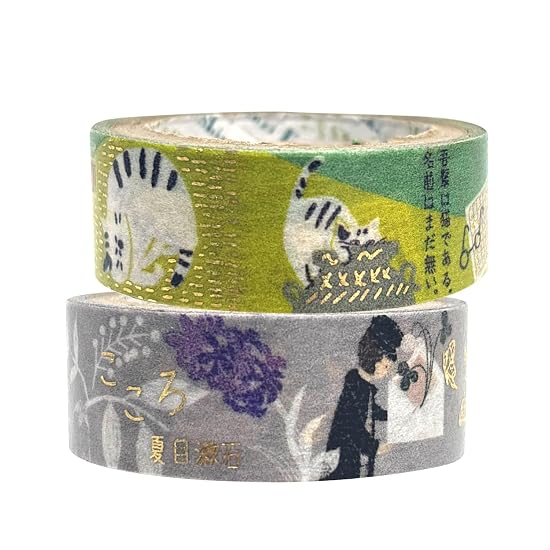 Seal-do Made in Japan Natsume Soseki Foil-Stamped Kirapika Masking Tape "I Am a Cat" & "Kokoro" 2-Ro