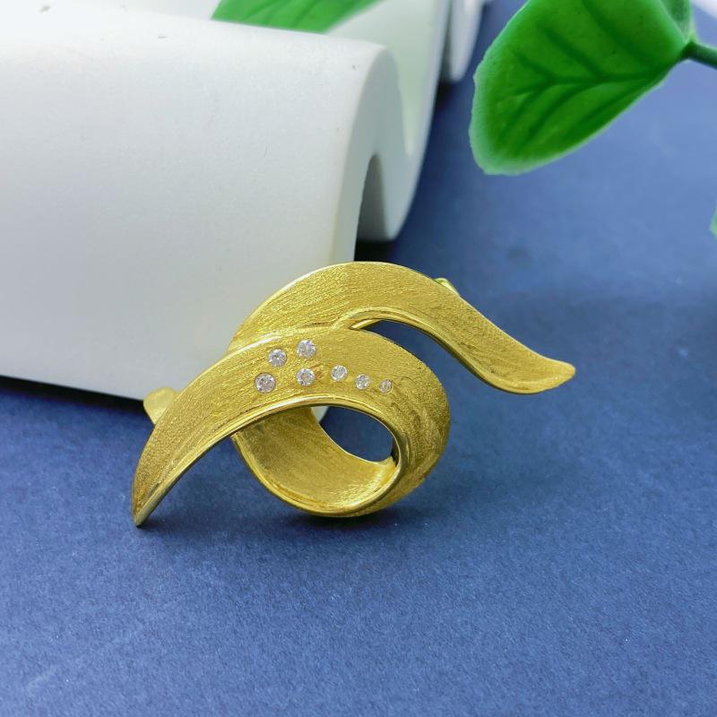 Dual-Use Geometric Zircon Decoration Brooch: S925 Silver, Real Gold Plated Accessory
