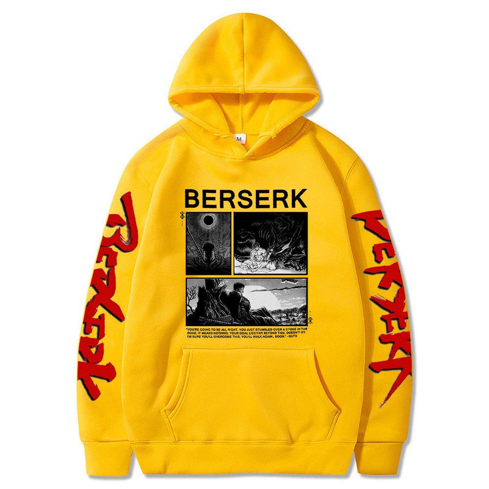 Japanese Anime Berserk Guts Print Manga Hoodie Fashion Autumn Winter Fleece Streetwear Tops