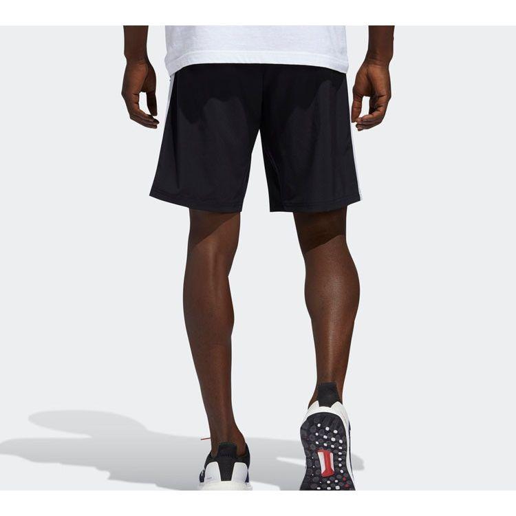 Adidas Essential Striped Logo Elastic Waist Athletic Shorts Men Bottoms Black FT2838