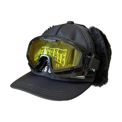 Hat with Fur Ear Available In 4 Colors Sizes Winter Lightweight Design Numerical [Happy Beans!] Goggle-equipped Flaps, (black/navy/pink/lavender),
