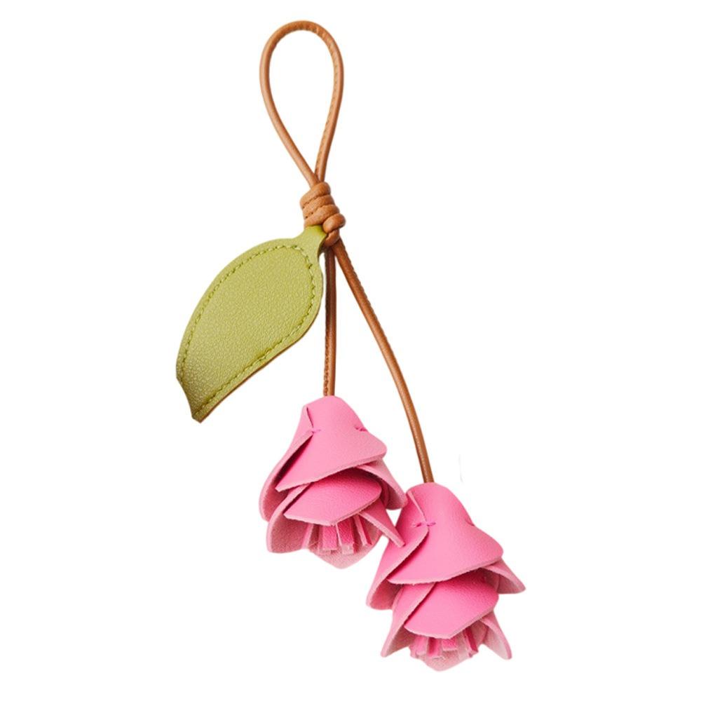 Fashion Pu Leather Tulip Pendant Colorful Bag Charm Lovely Bag Decoration Women