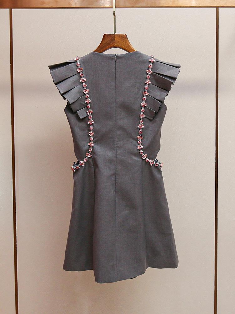 Elegant Rhinestone Flutter Sleeve Tank Dress - New Spring/Summer Collection for Women