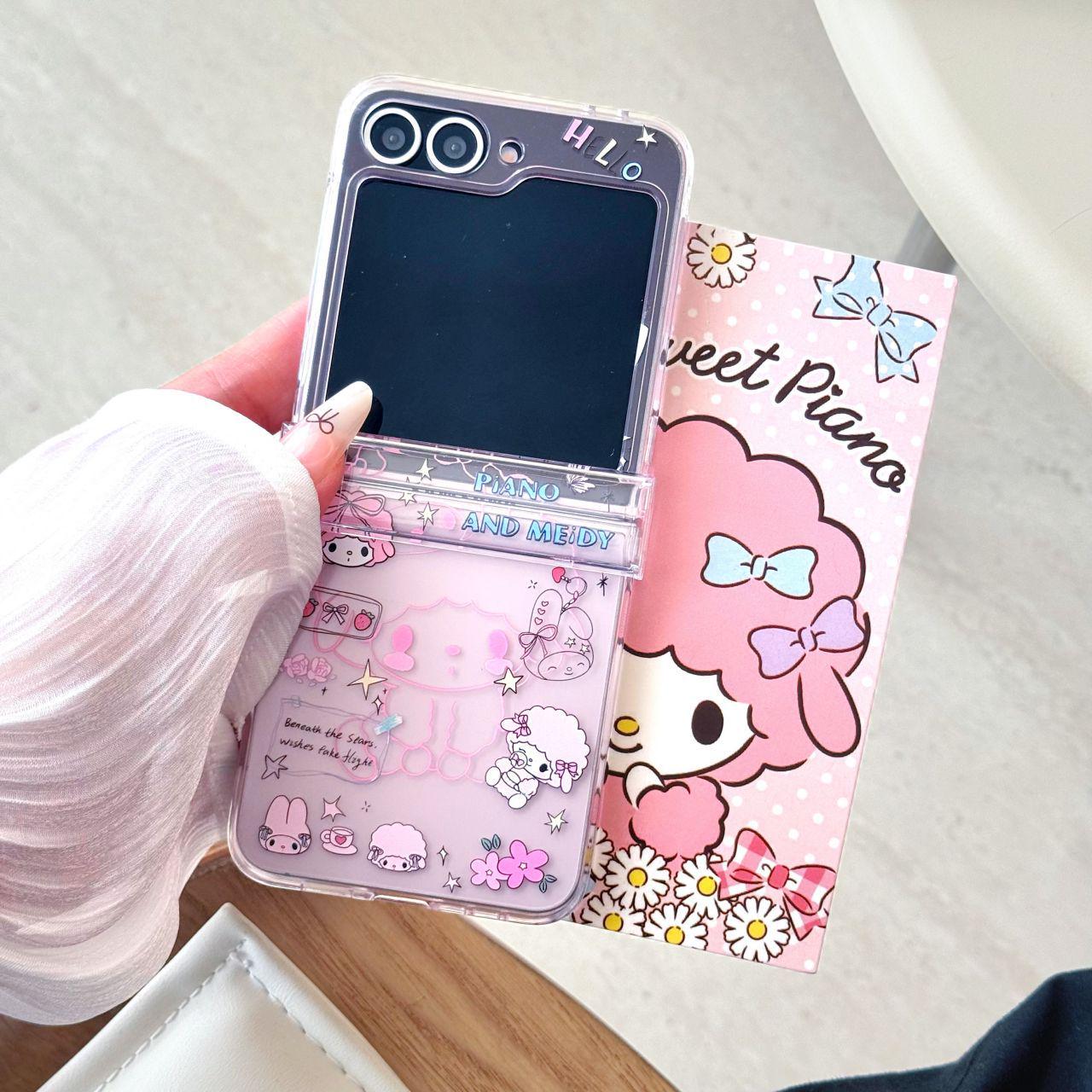 

Мультяшный чехол My Melody & Cinnamoroll для складного телефона Samsung Z Flip6/7, противоударный, для женщин. ZFlip 6