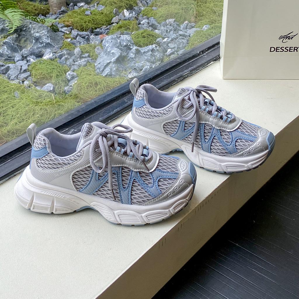 Platform Dad Shoes Women's 2025 Summer New Women's Shoes Mesh Breathable Casual Sports Shoes Soft Leather Versatile Forrest Gump Shoes