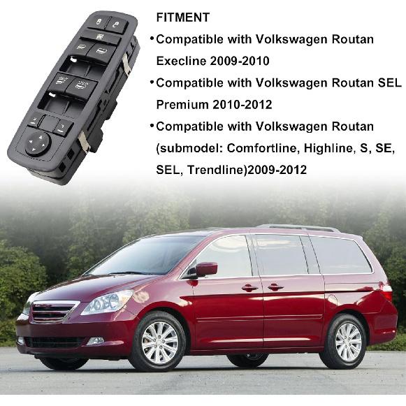 

FZJDSD Driver Left Side Master Control Electric Power Window Switch 7B0959857E 7B0959857B Compatible with Volkswagen Routan 2009 2010 2011 2012