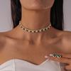 Two-piece Set of Light Luxury Diamond-encrusted Geometric Collarbone Necklace, Court-style Exquisite Niche Necklace