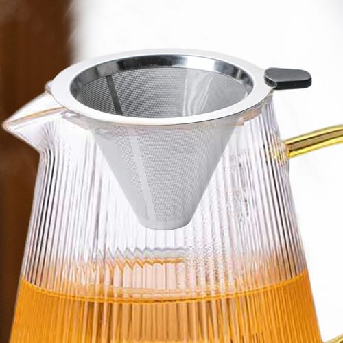 Reusable Stainless Steel Pour-Over Filter for Coffee Dripper | Paperless Filter Coffee Maker, Double-Layer Fine Mesh Coffee Strainer for Richer Coffee