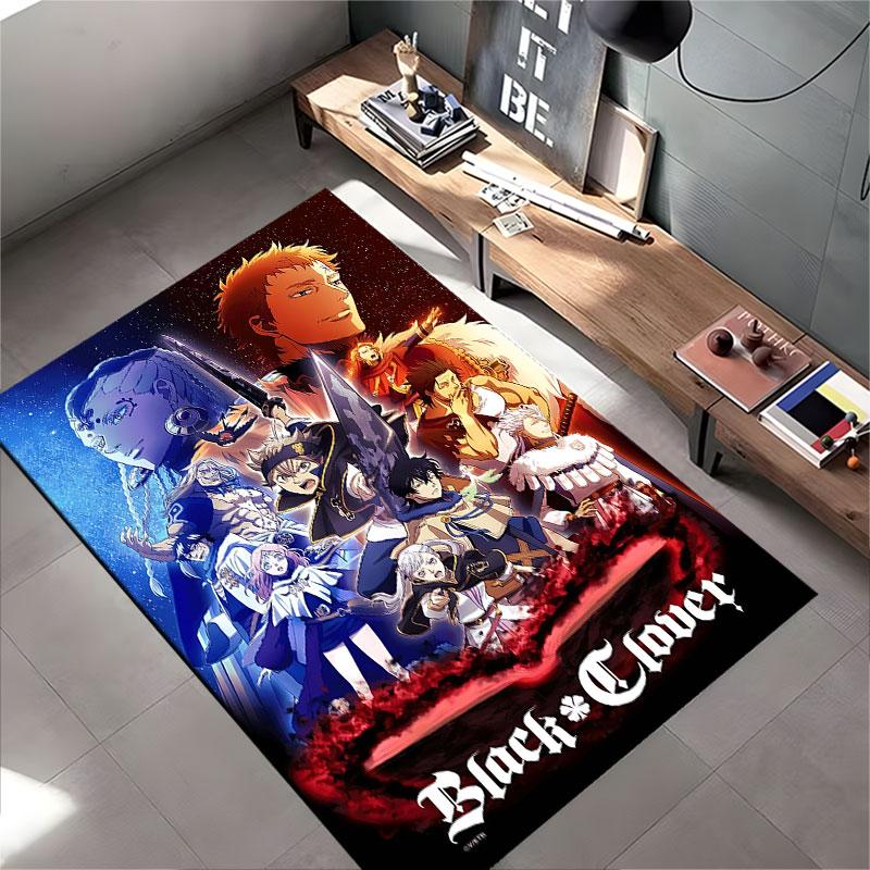 Black Clover Anime Print Carpet suitable as a non-slip mat for the living room or bedroom sofa