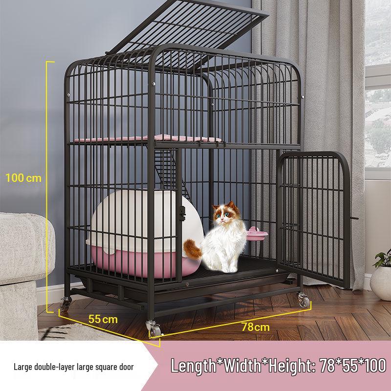 Cat Villa with Integrated Litter Box - Spacious, Secure Indoor Cage for Cats