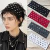 Fasce per capelli larghe con rivetti, tinta unita, elastiche, traspiranti, stile punk, per ragazze