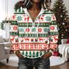 Women's Fashion Christmas Print Long Sleeve Hooded Pullover Sweatshirt Top