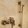 Badezimmer Duscharmatur Set Messing Wandmontiert Antik Einhebel Warm und Kalt Klassisch Badewannen und Duscharmatur Set