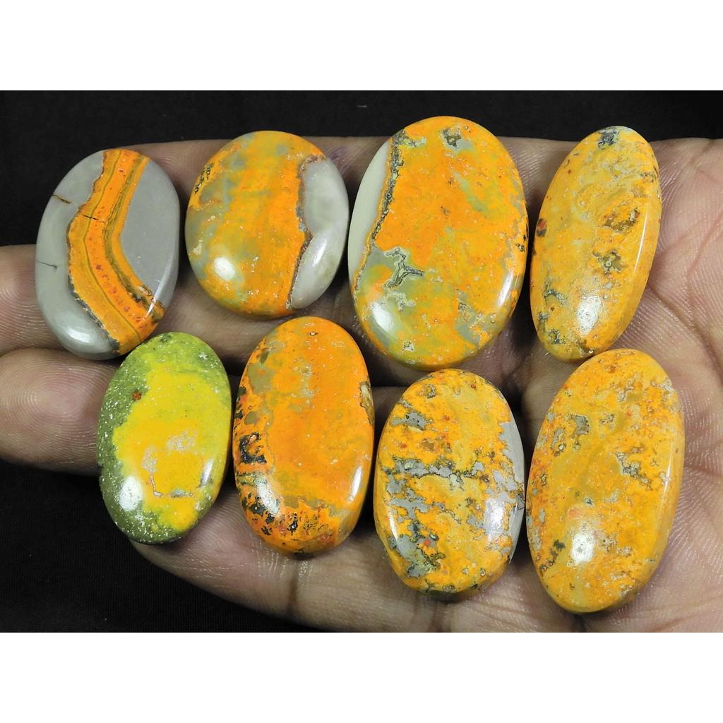 30-36MM Natural Bumble Bee Jasper Oval Cabochon Loose Gemstone 08Pcs Lot C-93