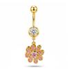 Golden Zircon Belly Button Rings Stainless Steel Long Pendant Women Charming Navel Jewelry Daily Wear Belly Button Rings