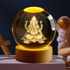 Lord Ganesh Ji Kristallkugel Nachtlicht Glaskugel Nacht-LED-Lampe mit Holzsockel Perfekt als Geschenk
