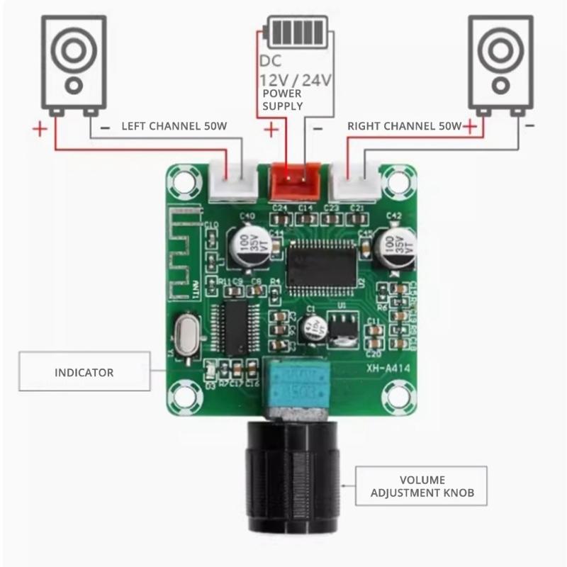 High Performances Bluetooth-compatible 5.0 Digital Amplifier Module 50Wx2 Channel Amplifier Board for Home & Car Sound  Systems