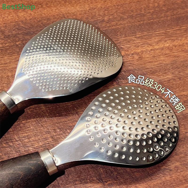 Stainless Steel Wooden Handle Vertical Rice Shovel Non-stick Rice Spoon Kitchen Gadget