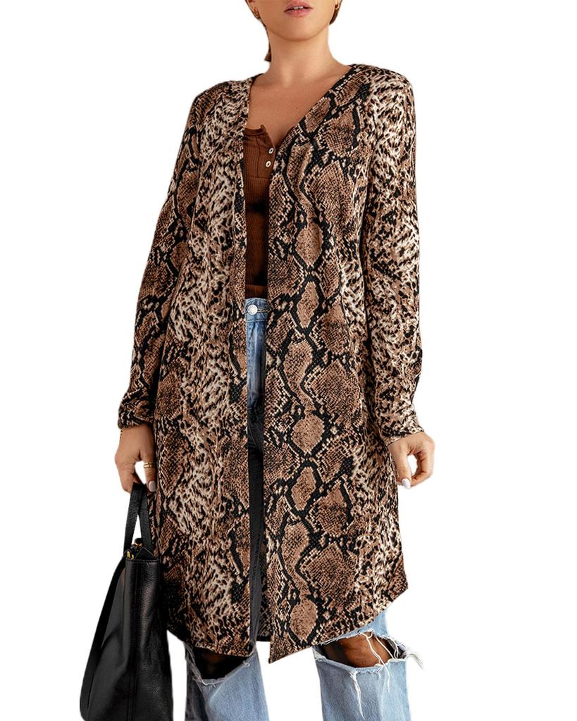 Azura Exchange Long Cardigan with Snake Print