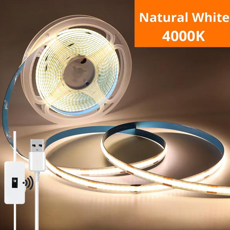 

Светодиодная лента COB с ручным датчиком сканирования, гибкая лампа USB 5 В 320 светодиодов/м, рождественская лента для самостоятельного изготовления огней для домашнего декора, вечеринки 1M